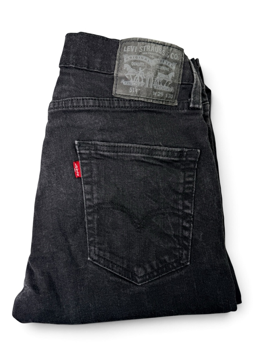 Levi’s 511 Slim Fit Jeans Men’s 29x30 Black Faded Raw Hem Denim